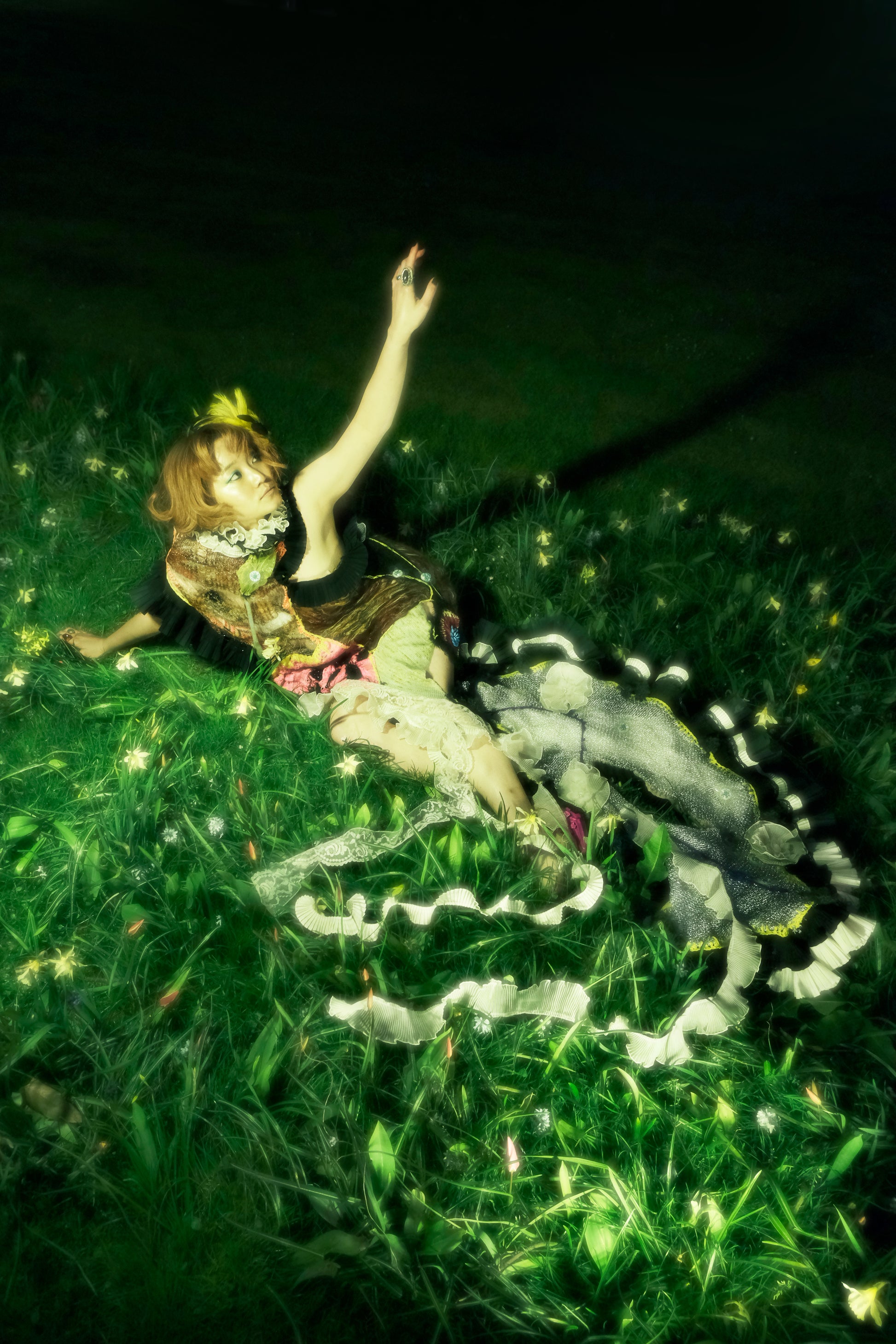 Hand-Knitted Multicolor Ruffles Dress