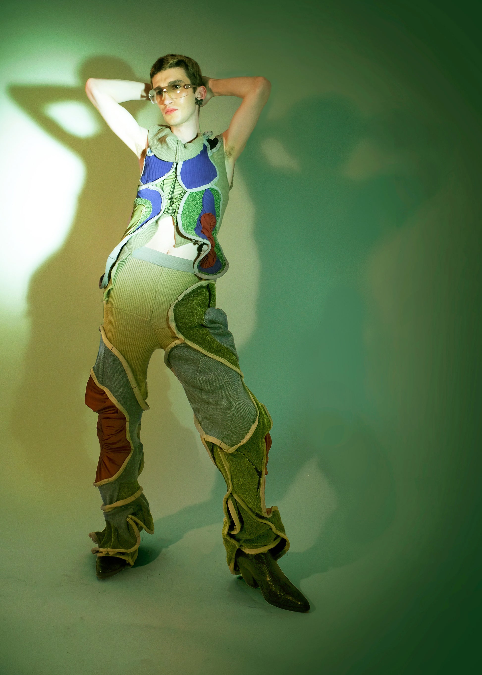 Circular Cut Deconstructed Jersey Trousers