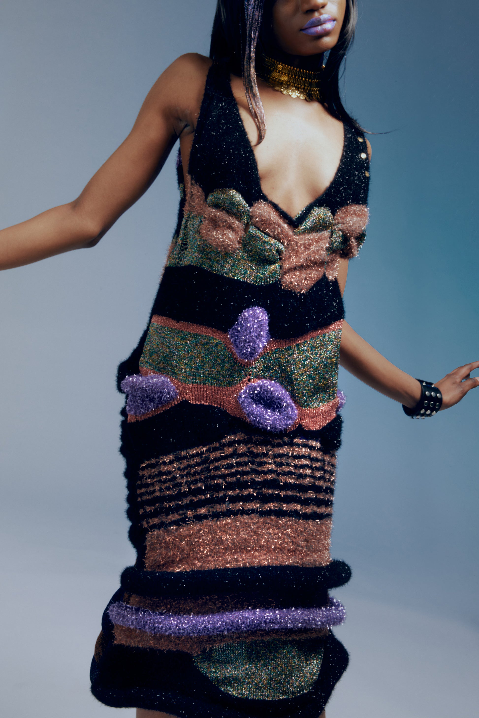 Cosmic Flora Hand-Knit Sculptural Dress