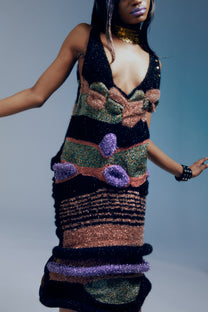 Cosmic Flora Hand-Knit Sculptural Dress