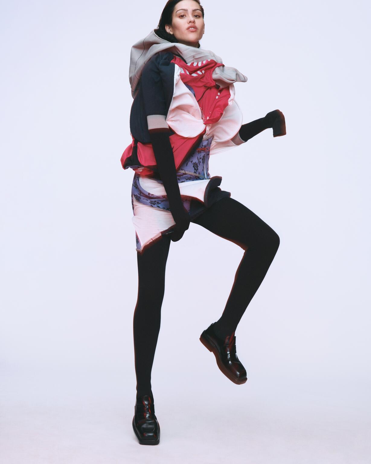 Cosmic Collage Draped Jersey Dress