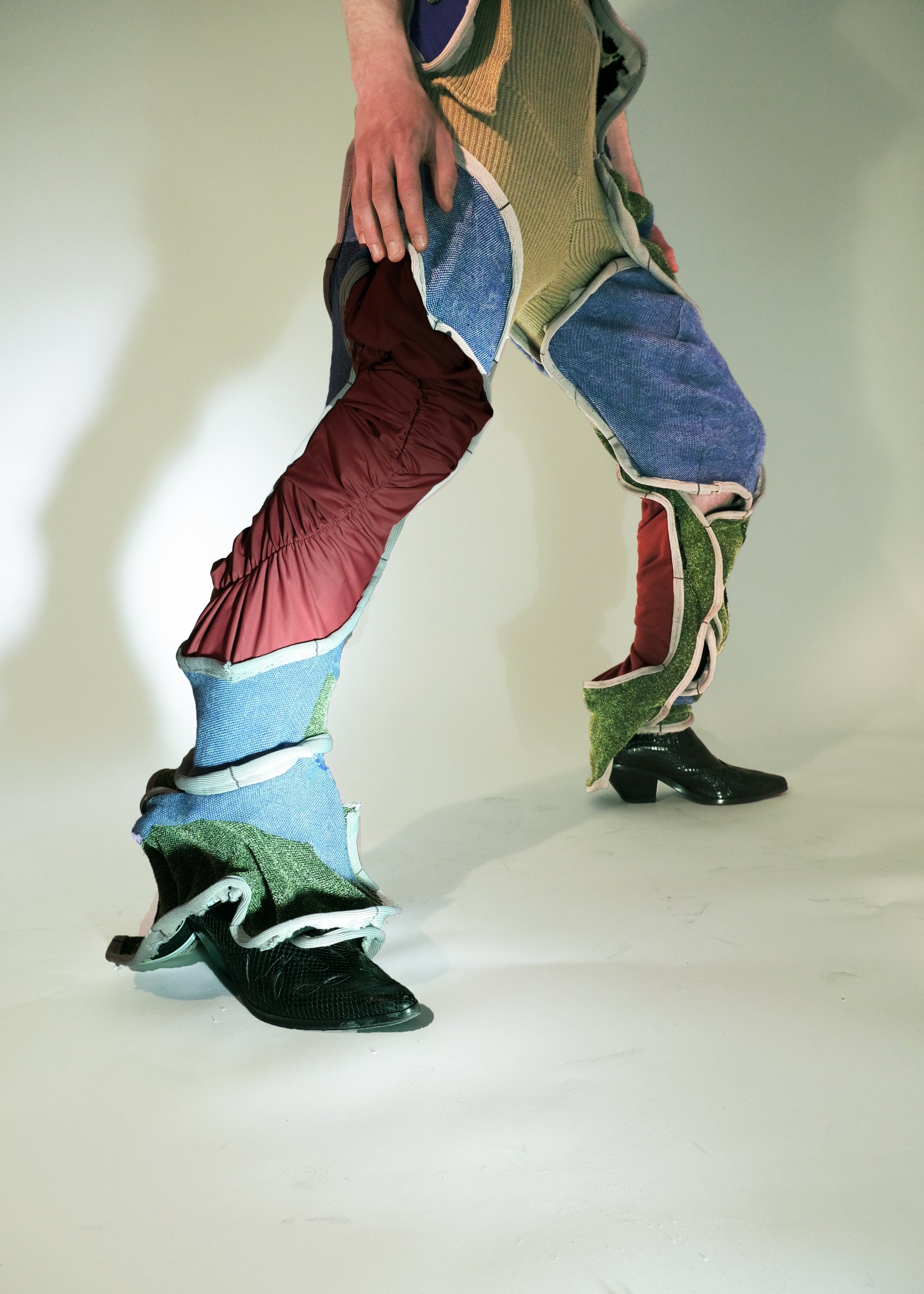 Circular Cut Deconstructed Jersey Trousers