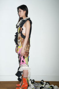 Hand-Knitted Multicolor Ruffles Dress