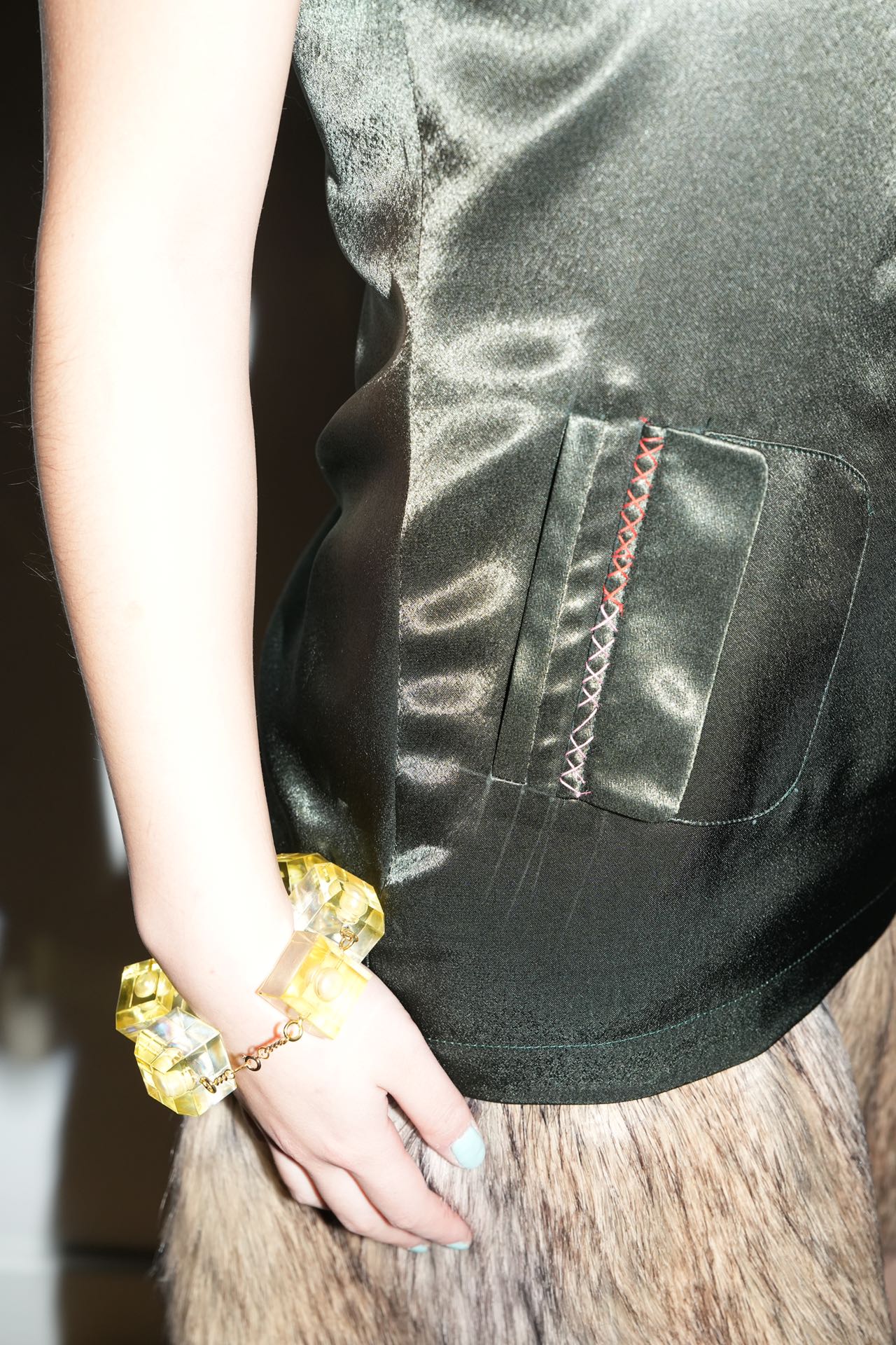 Faux Fur Panel Badge Dress