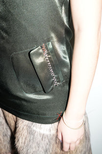 Faux Fur Panel Badge Dress