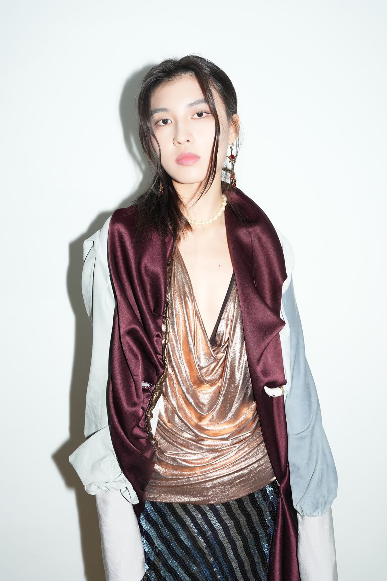 Rose Gold Silk Jersey Draped Top