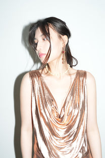 Rose Gold Silk Jersey Draped Top