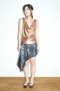 Rose Gold Silk Jersey Draped Top