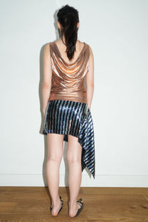 Rose Gold Silk Jersey Draped Top