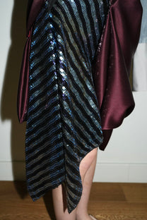 Galactic Blue Sequinned Draped Skirt