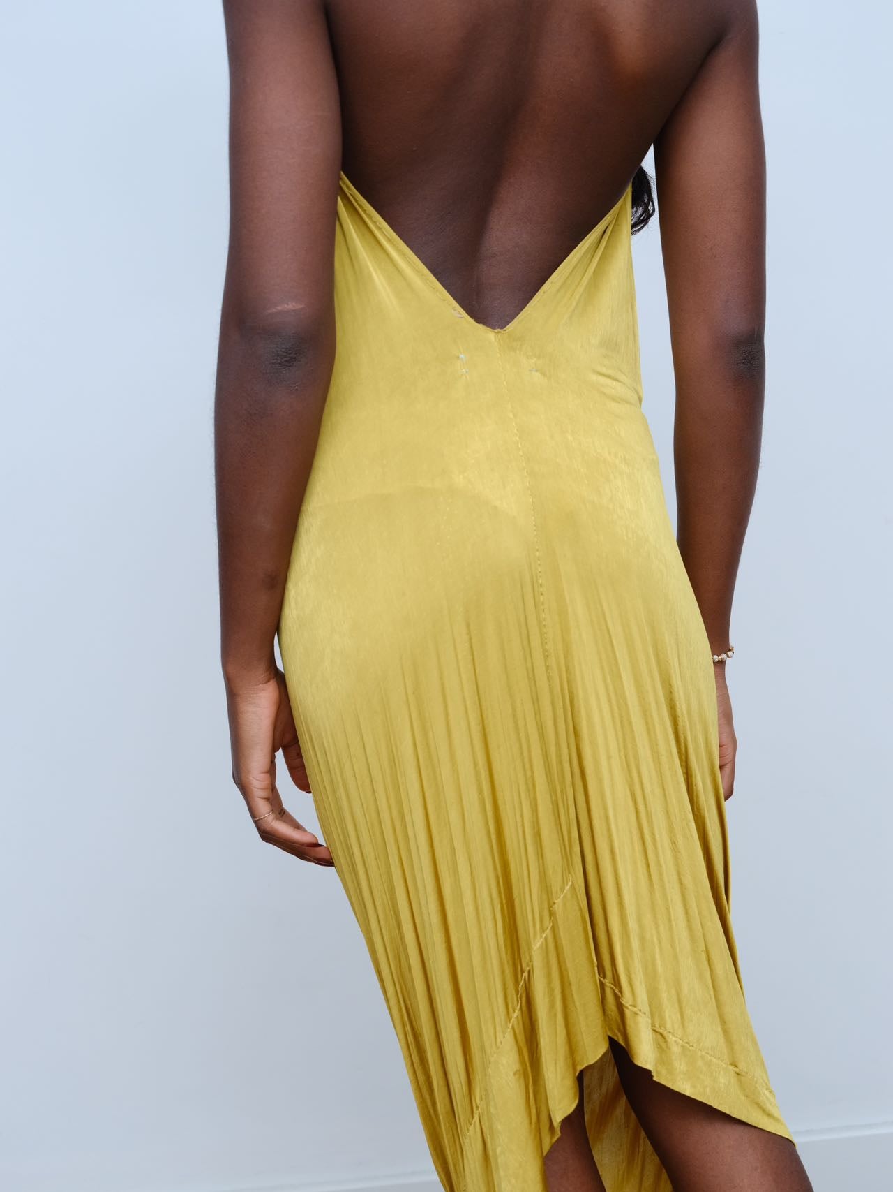 Gold Draped Silk Jersey Dress &amp; Metallic-Edged Hooded Cape Set