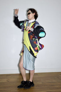 Cosmic Upcycled Jersey Layered Coat