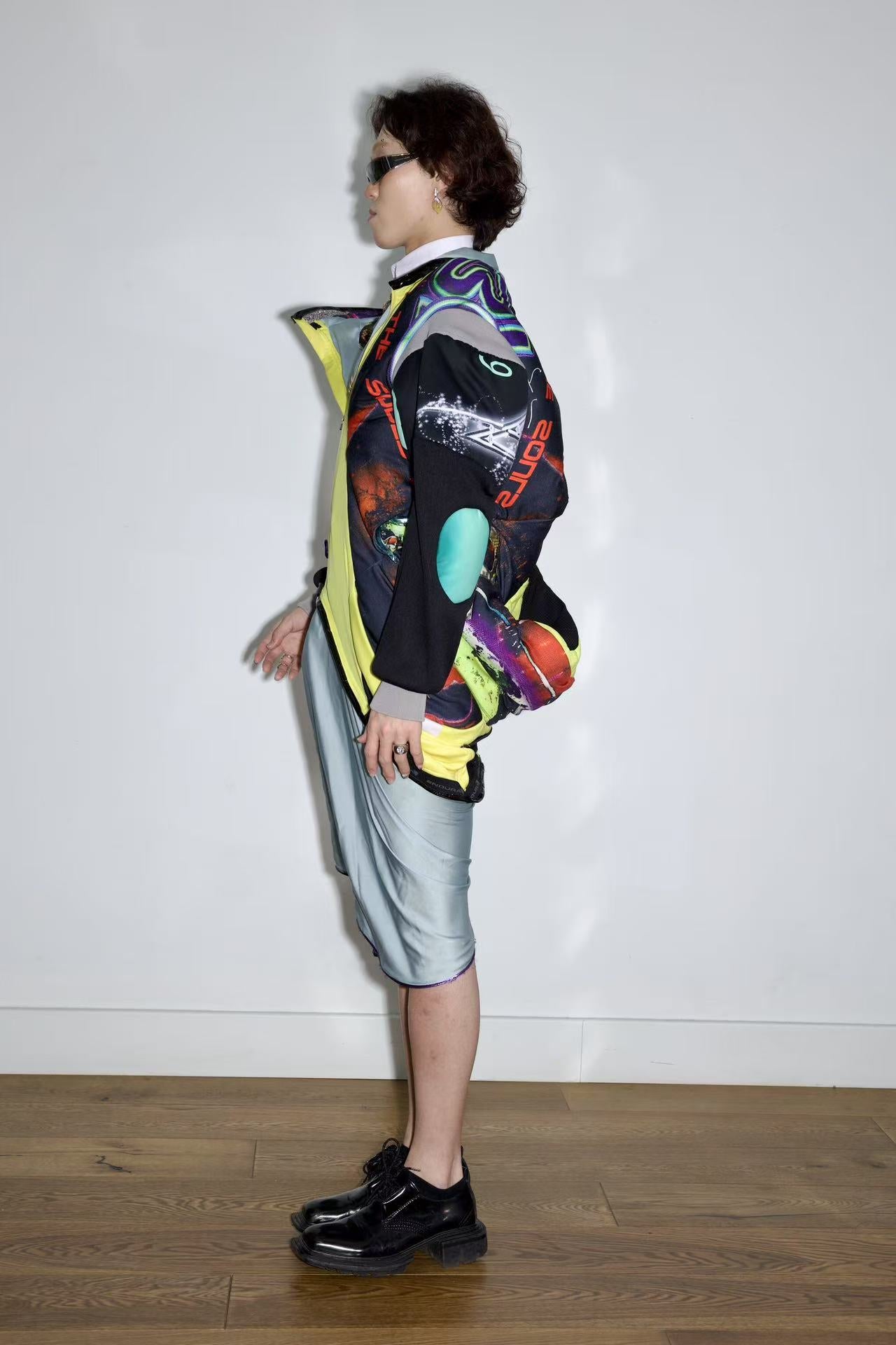 Cosmic Upcycled Jersey Layered Coat