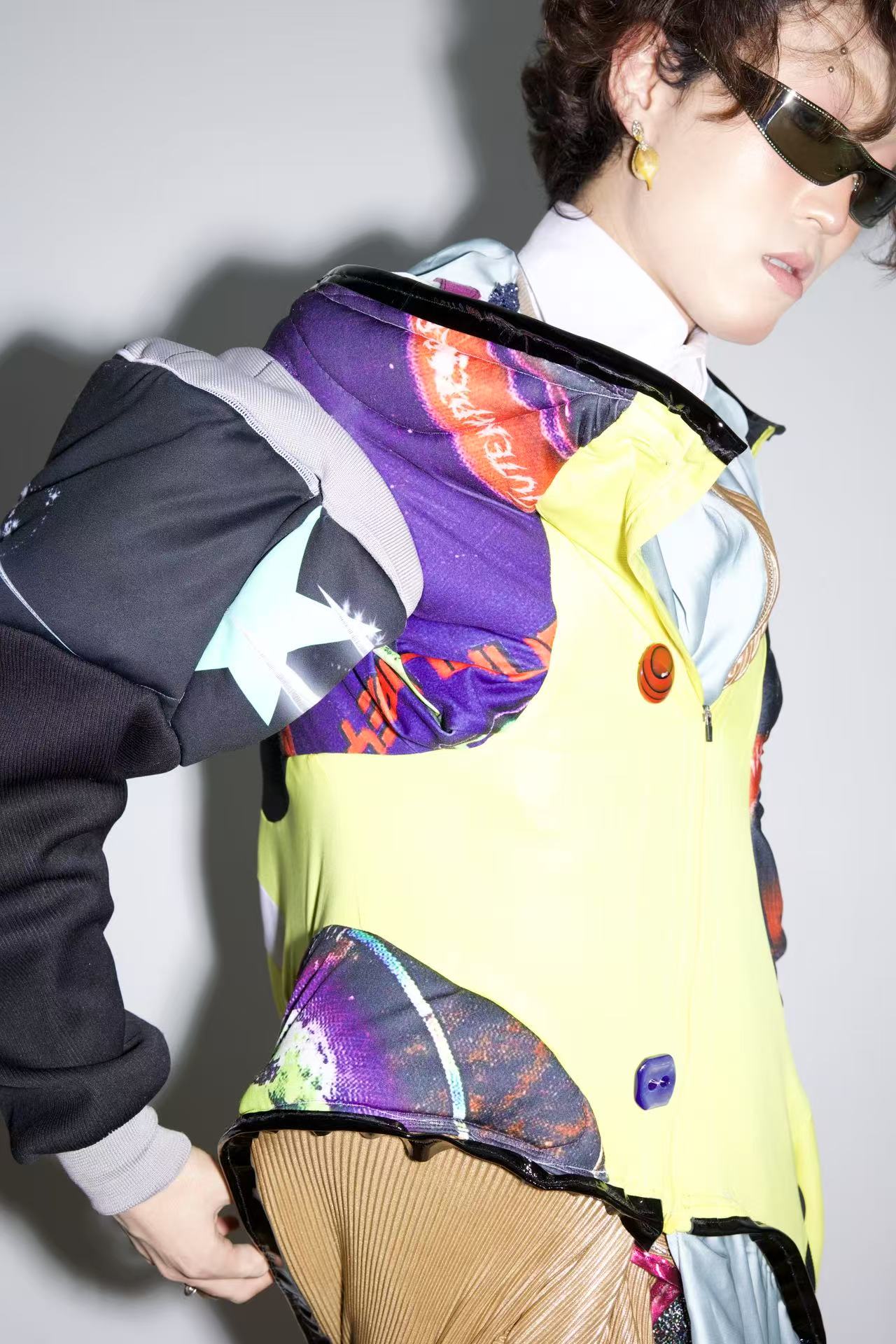 Cosmic Upcycled Jersey Layered Coat