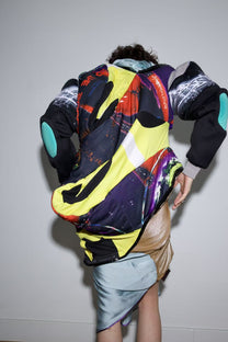 Cosmic Upcycled Jersey Layered Coat