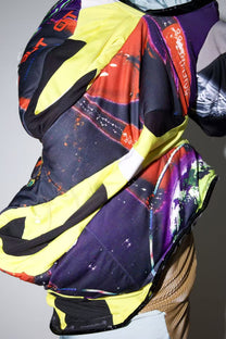 Cosmic Upcycled Jersey Layered Coat