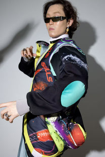 Cosmic Upcycled Jersey Layered Coat