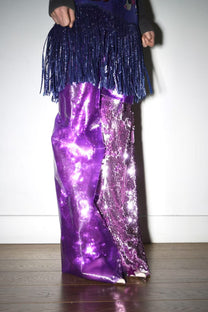 Double-Layer Sequin PVC Trousers