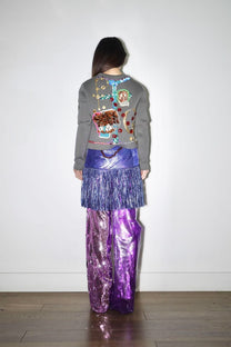 Double-Layer Sequin PVC Trousers