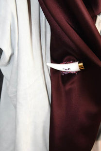 Burgundy Satin &amp; Suede Draped Coat