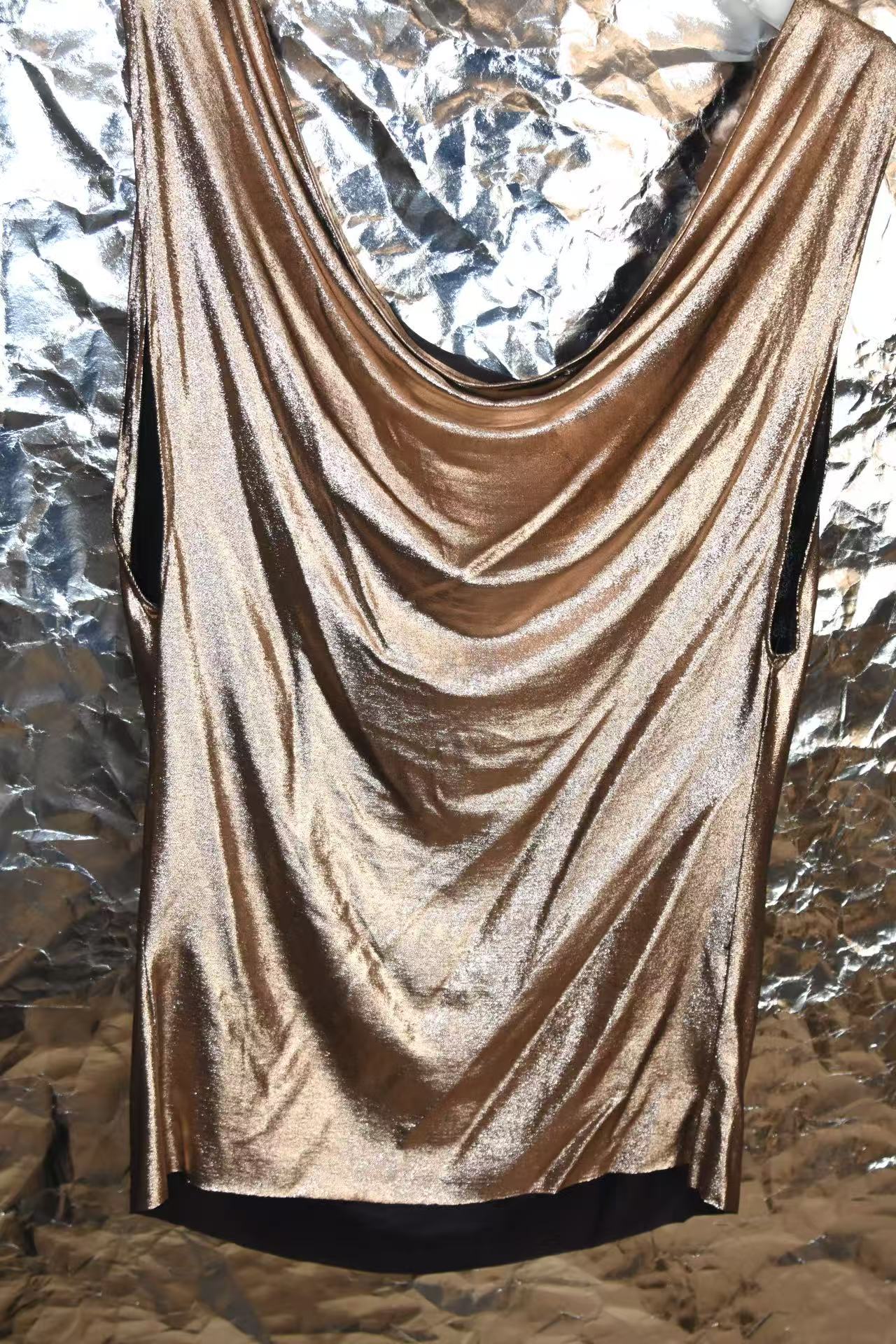 Rose Gold Silk Jersey Draped Top