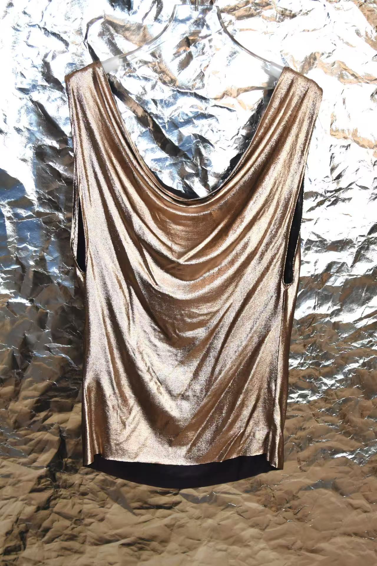 Rose Gold Silk Jersey Draped Top
