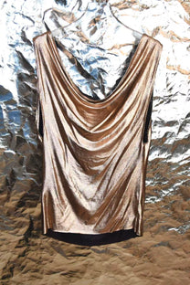 Rose Gold Silk Jersey Draped Top