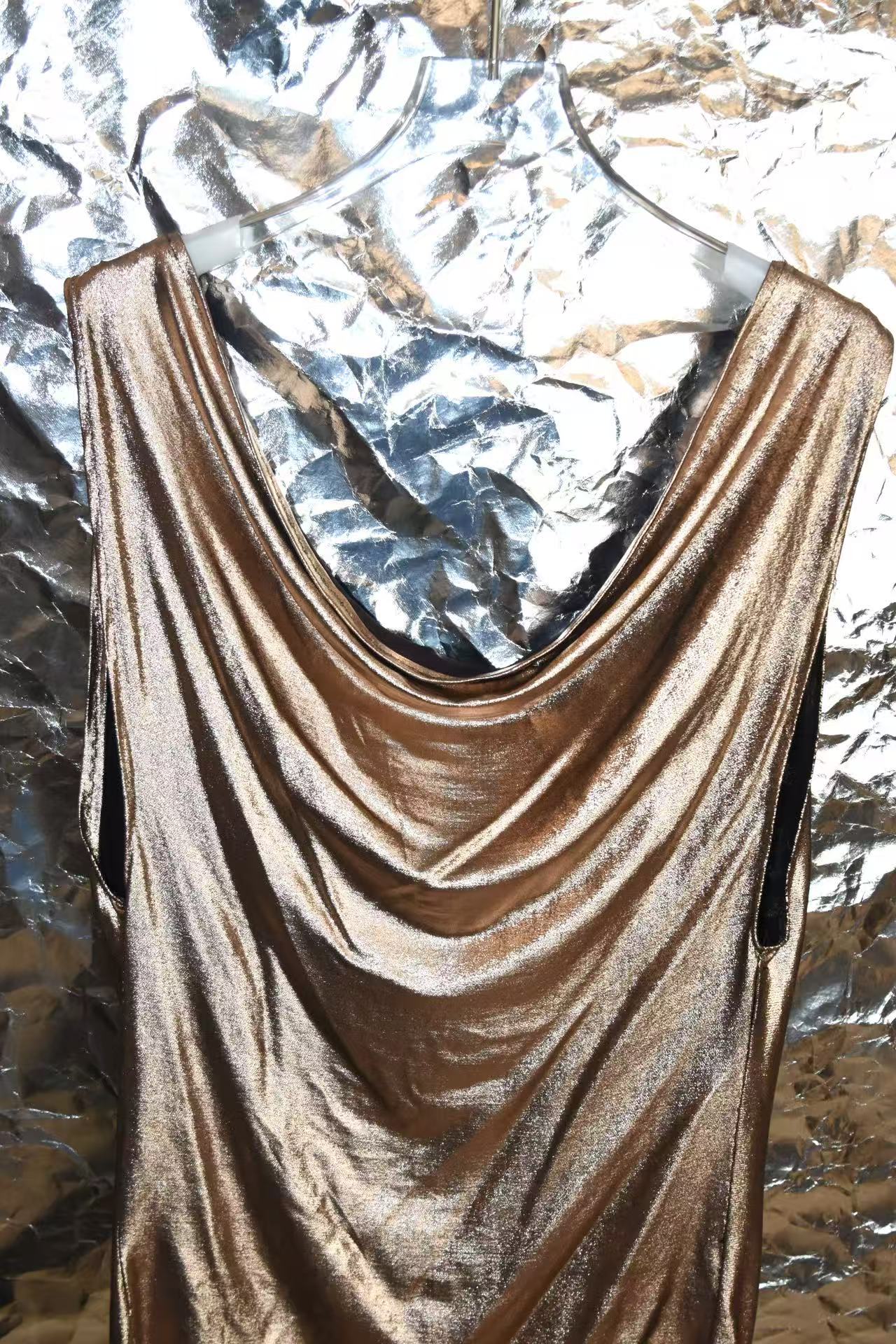 Rose Gold Silk Jersey Draped Top