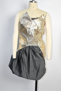 Geometric Metallic Draped Mini Dress