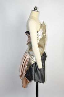 Geometric Metallic Draped Mini Dress