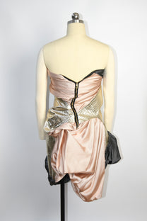 Geometric Metallic Draped Mini Dress