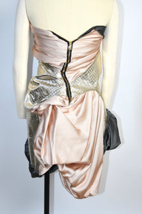 Geometric Metallic Draped Mini Dress