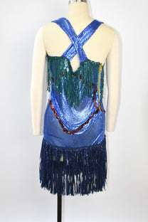 Galactic Blue Chainmail Fringe Party Dress