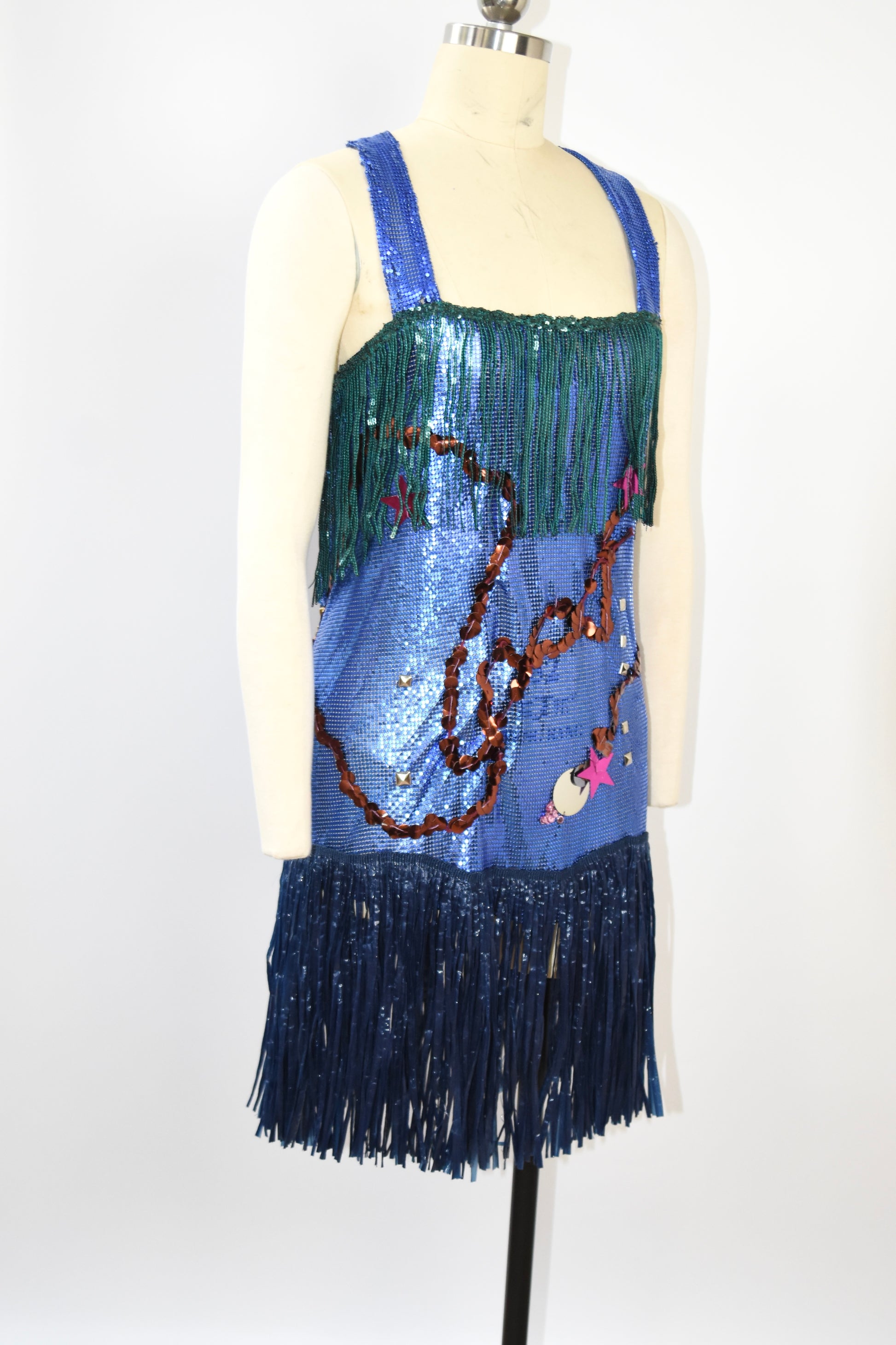 Galactic Blue Chainmail Fringe Party Dress