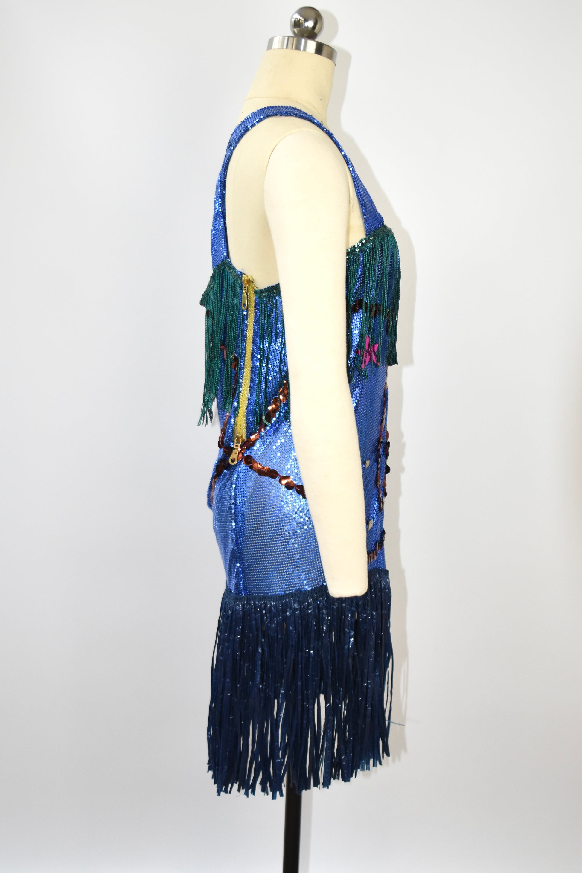Galactic Blue Chainmail Fringe Party Dress