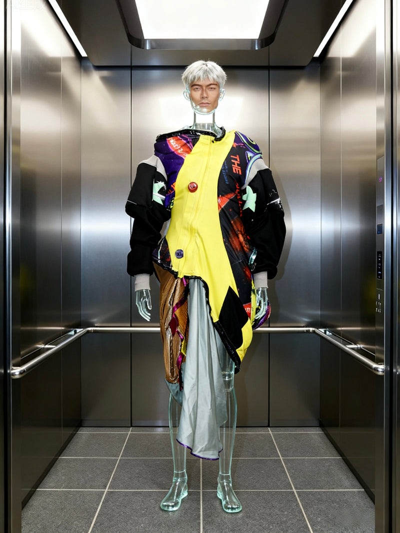 Cosmic Upcycled Jersey Layered Coat