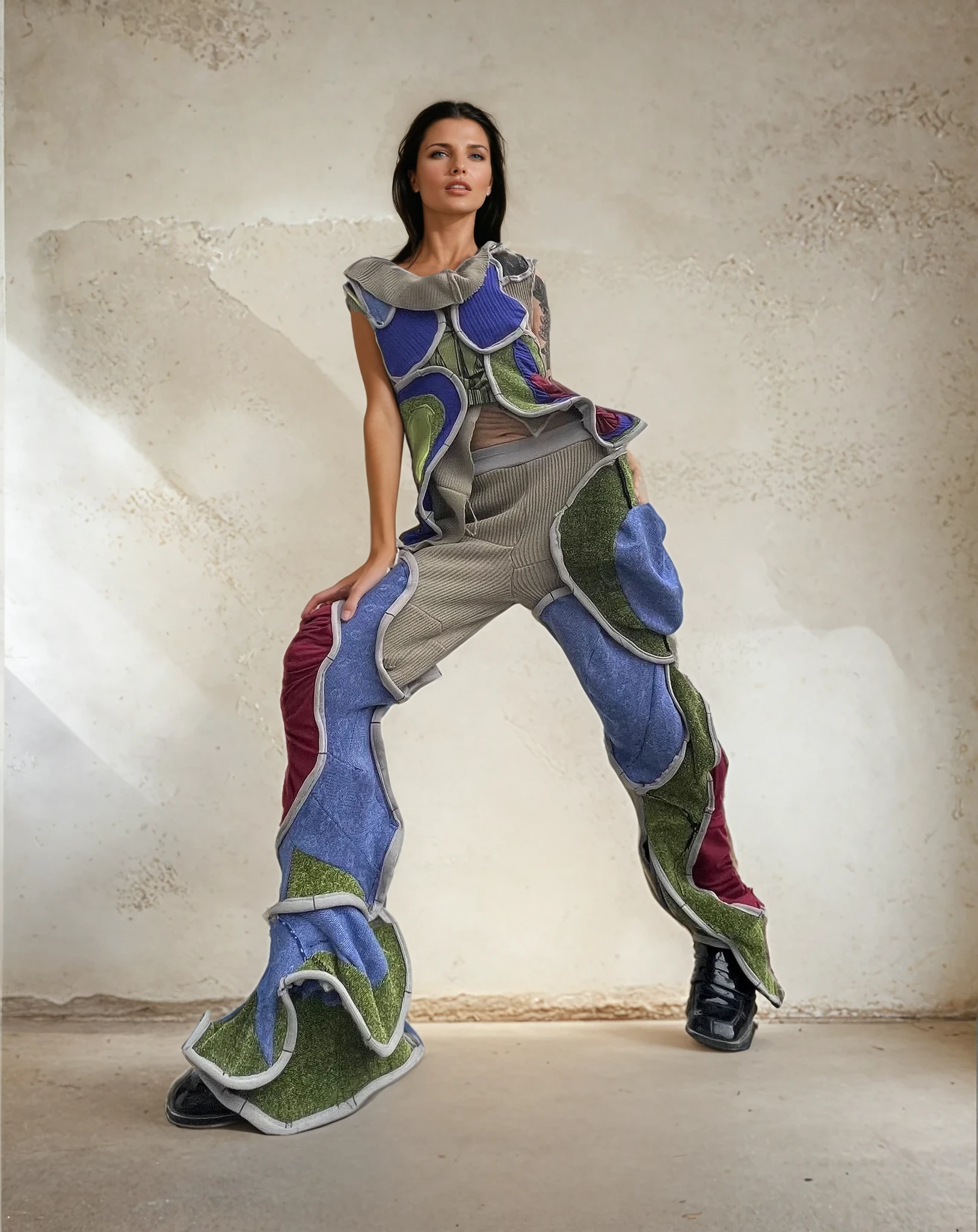 Circular Cut Deconstructed Jersey Trousers