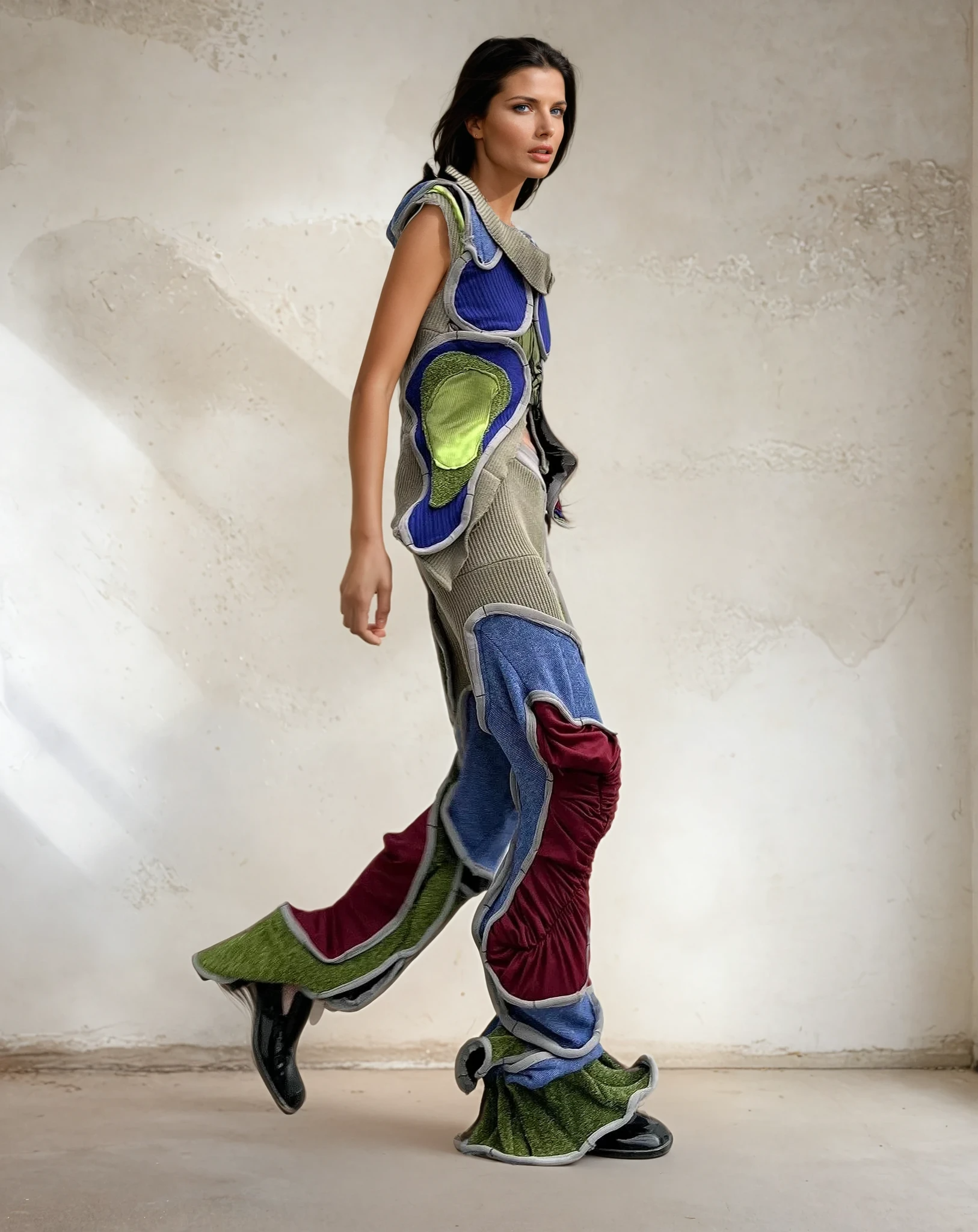 Circular Cut Deconstructed Jersey Trousers