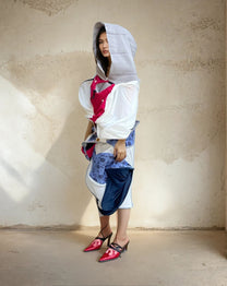 Cosmic Collage Draped Jersey Dress