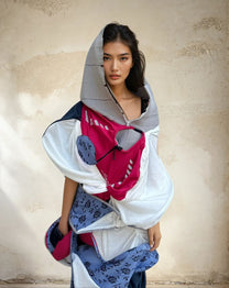 Cosmic Collage Draped Jersey Dress