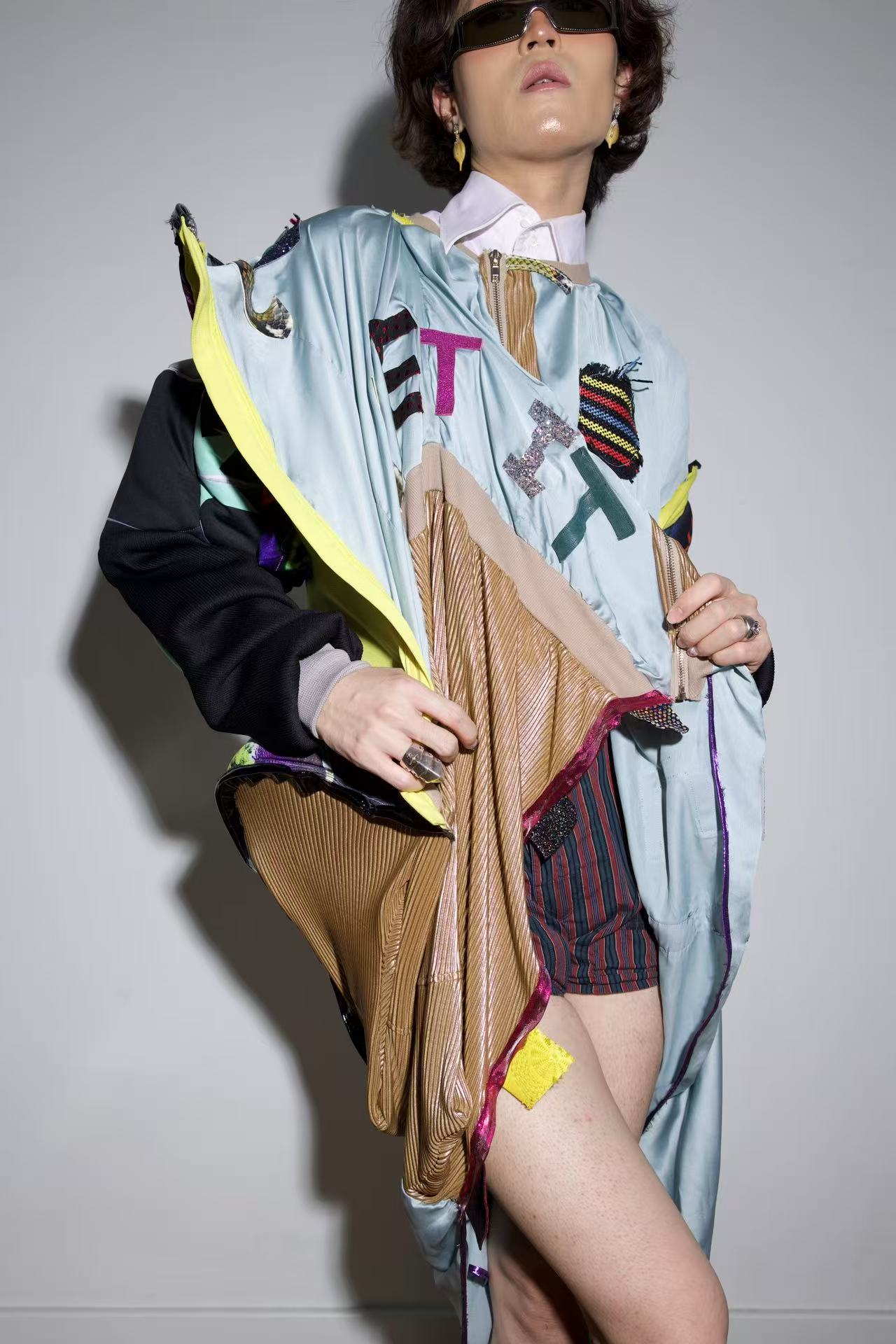 Cosmic Upcycled Jersey Layered Coat