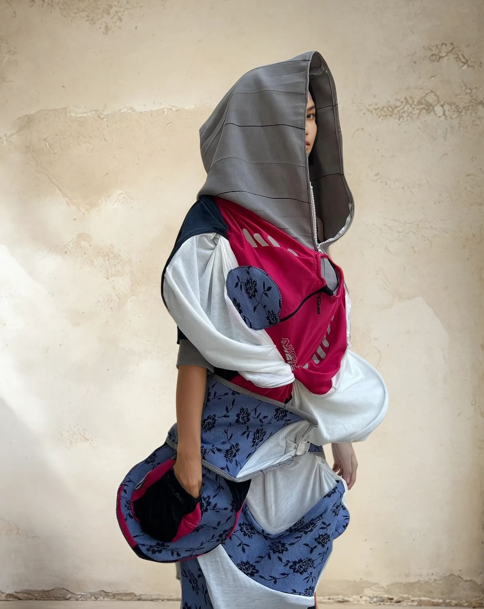 Cosmic Collage Draped Jersey Dress