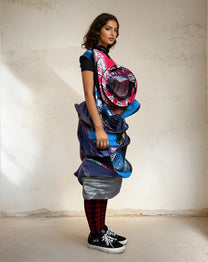 Orbit Collision Upcycled Spiral Dress