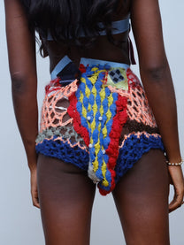 Hand-Crocheted Equestrian Patchwork Shorts