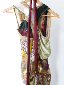 Celestial Bloom Draped Knit-Satin Dress + Matching Scarf