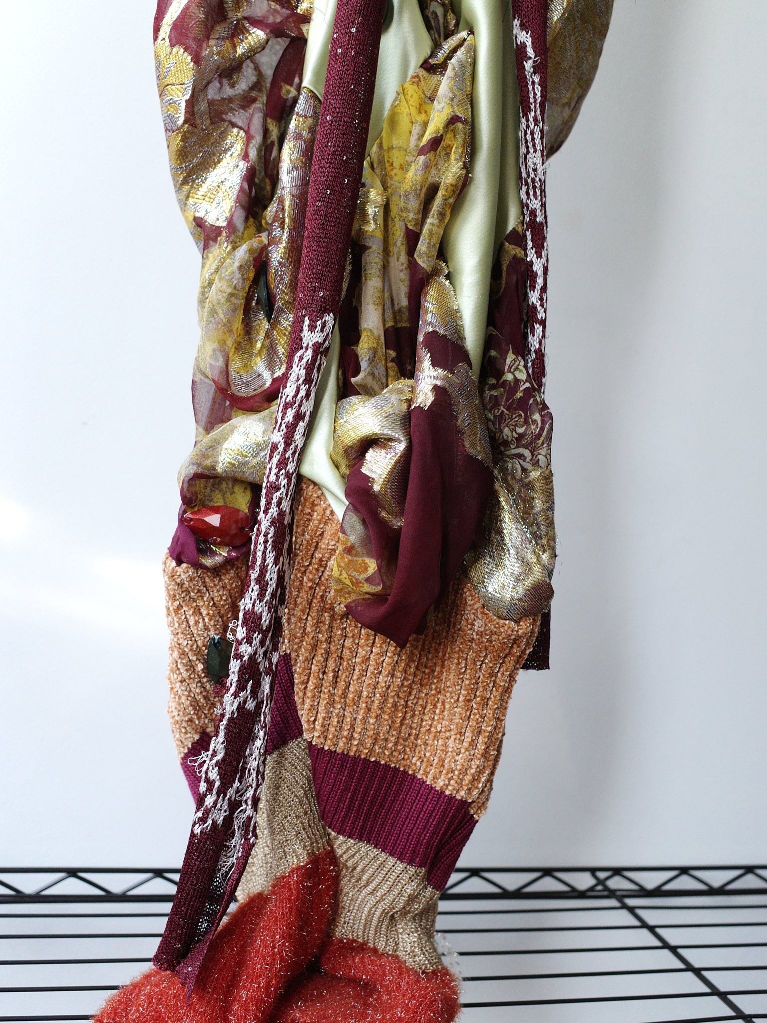 Celestial Bloom Draped Knit-Satin Dress + Matching Scarf