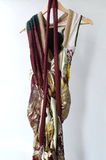 Celestial Bloom Draped Knit-Satin Dress + Matching Scarf