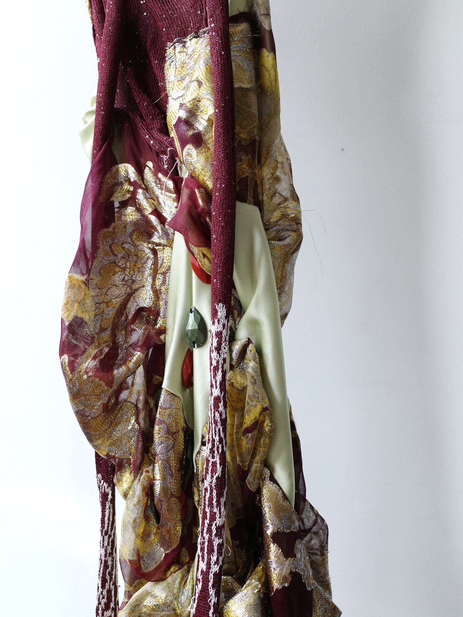 Celestial Bloom Draped Knit-Satin Dress + Matching Scarf