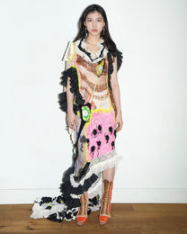 Hand-Knitted Multicolor Ruffles Dress