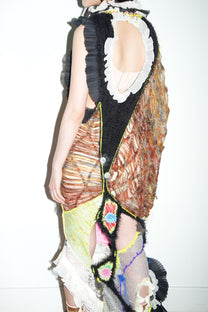 Hand-Knitted Multicolor Ruffles Dress